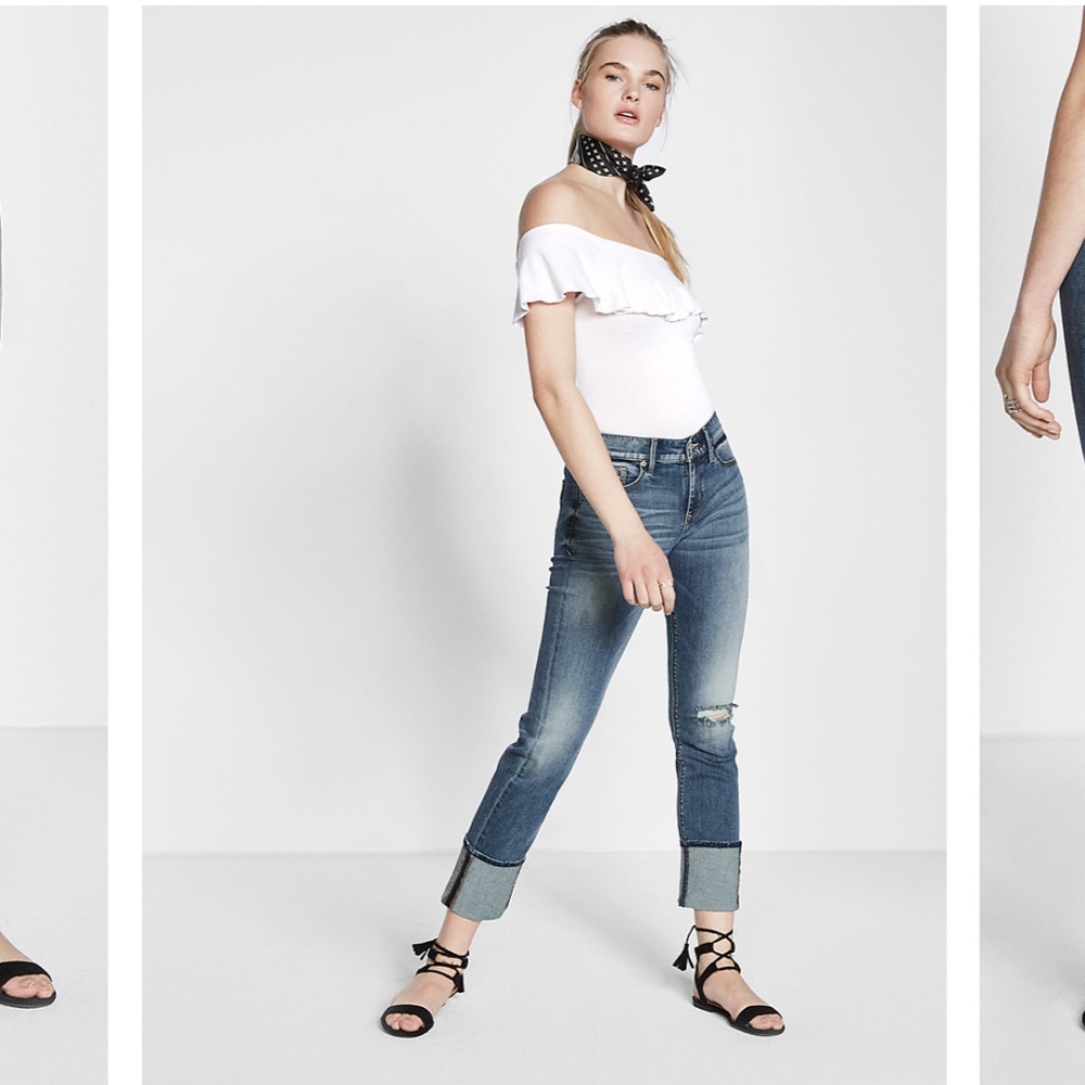 Express cropped skinny mid rise jeans